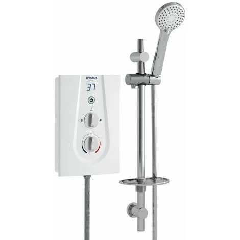 Bristan Glee Electric Shower 9.5kW White Modern Chrome Round Head Wall Mounted 1 Bristan Glee Electric Shower 9.5kW White Modern Chrome Round Head Wall Mounted