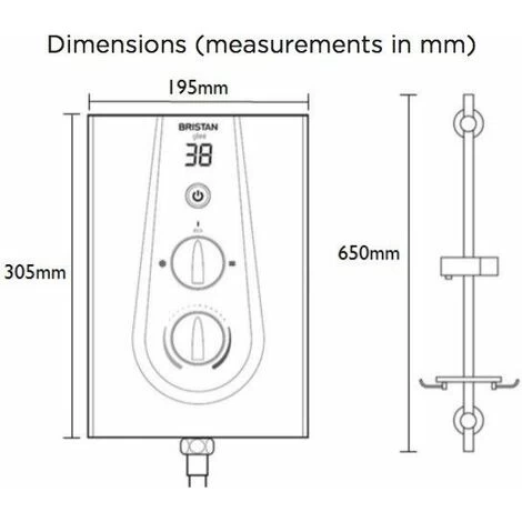 Bristan Glee Electric Shower 9.5kW White Modern Chrome Round Head Wall Mounted 2 Bristan Glee Electric Shower 9.5kW White Modern Chrome Round Head Wall Mounted - Image 2