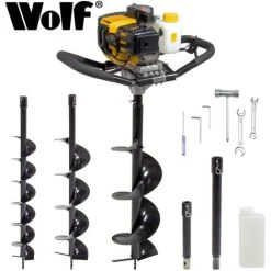 Wolf 52cc Petrol Earth Auger With 2 Extensions