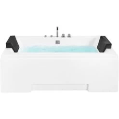 Whirlpool Double Ended Bathtub Massage Upholstered Headrests White Galley