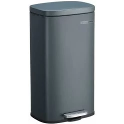 Songmics Kitchen Rubbish Bin, Pedal Trash Can 30L, With Plastic Inner Bucket, Hinged Lid, Soft Closure, Odour Proof And Hygienic, Smoky Grey LTB03GS