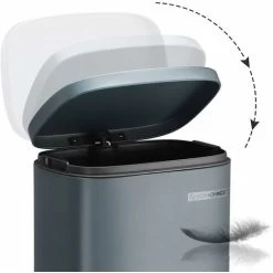 Songmics Kitchen Rubbish Bin, Pedal Trash Can 30L, With Plastic Inner Bucket, Hinged Lid, Soft Closure, Odour Proof And Hygienic, Smoky Grey LTB03GS -Elegant Store 11645740 4