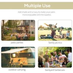 Outsunny Patio Metal Gazebo Door Window Awning Wall Mount Outdoor Shelter -Elegant Store 12200319 5