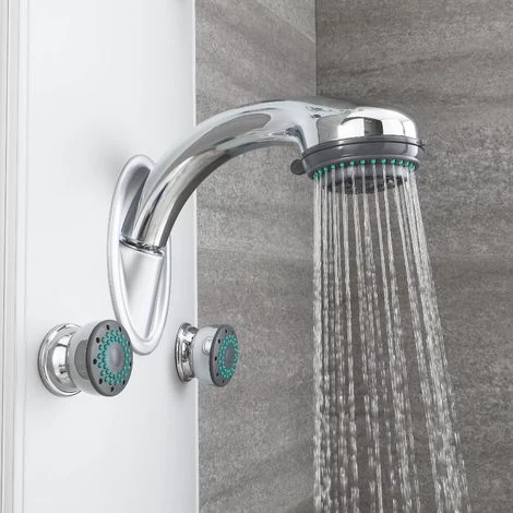 Milano Baya - Modern Exposed Thermostatic Shower Tower Panel With Rainfall Shower Head&44 Hand Shower Handset And Body Jets - Chrome 3 Milano Baya - Modern Exposed Thermostatic Shower Tower Panel With Rainfall Shower Head&44 Hand Shower Handset And Body Jets - Chrome - Image 3