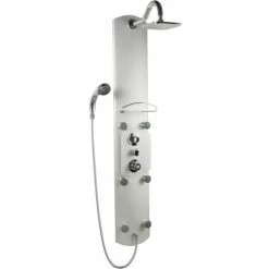 Milano Baya - Modern Exposed Aluminium Thermostatic Shower Tower Panel With Rainfall Shower Head&44 Hand Shower Handset And Body Jets - Chrome