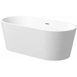 Luxury Evettes Modern Freestanding Bath 1500mm Acrylic Built In Waste White -Elegant Store 13701960 3