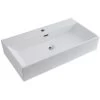 Milano Elswick - Modern White Ceramic Rectangular Countertop Or Wall Mounted Bathroom Basin Sink – 750mm X 420mm