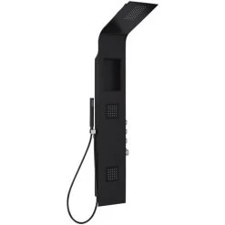 Milano Orton - Modern Thermostatic Shower Tower Panel With Rainfall Shower Head&44 Hand Shower Handset And Body Jets – Black