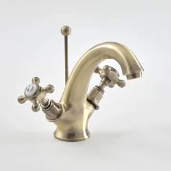 Milano Elizabeth - Traditional Mono Basin Mixer Tap - Brushed Gold (Crosshead Handles)