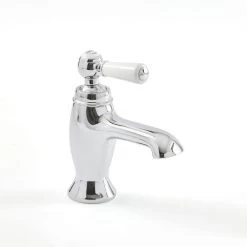 Milano Elizabeth - Traditional Mono Basin Mixer Tap With Lever Handle - Chrome & White
