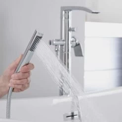 Milano Razor - Modern Freestanding Bath Shower Mixer Tap With Hand Shower Handset - Chrome -Elegant Store 15877082 4