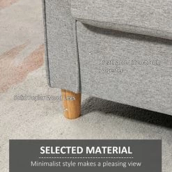 HOMCOM Double Seat Sofa Linen Upholstery Loveseat Couch W/ Armrests, Light Grey -Elegant Store 15918549 5