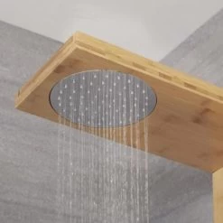Milano Karr - Modern Thermostatic Shower Tower Panel With Rainfall Shower Head&44 Hand Shower Handset And Body Jets – Bamboo -Elegant Store 15918597 3
