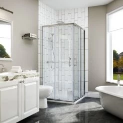 ELEGANT 800 X 800 Mm Shower Enclosure Corner Entry Shower Cubicle Square Sliding Doors