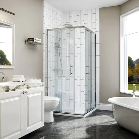 ELEGANT 800 X 800 Mm Shower Enclosure Corner Entry Shower Cubicle Square Sliding Doors 2 ELEGANT 800 X 800 Mm Shower Enclosure Corner Entry Shower Cubicle Square Sliding Doors - Image 2