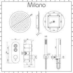 Milano Orta - Modern Two Outlet Push Button Thermostatic Shower Mixer Valve With 400mm Round Ceiling Mounted Recessed Rainfall Shower Head And Hand Shower Handset Kit - Chrome -Elegant Store 16594549 5