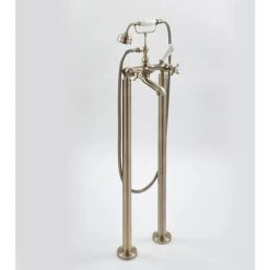 Milano Elizabeth - Traditional Freestanding Bath Shower Mixer Tap - Brushed Gold (Crosshead Handles)