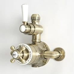 Milano Elizabeth - Traditional Exposed Twin Thermostatic Mixer Shower Valve - Brushed Gold