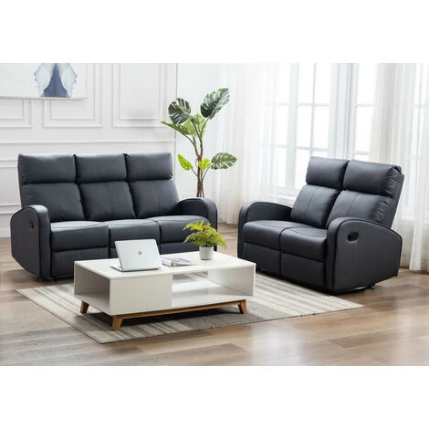 Boston Grey Leather 3+2 Seater Recliner Sofa Set 2 Boston Grey Leather 3+2 Seater Recliner Sofa Set - Image 2