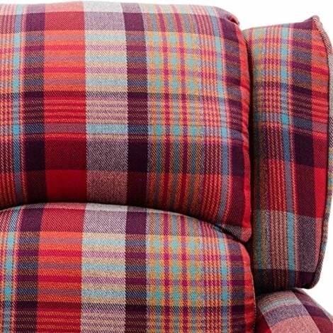 EATON WING BACK FIRESIDE CHECK FABRIC RECLINER ARMCHAIR SOFA LOUNGE CINEMO CHAIR RED 2 EATON WING BACK FIRESIDE CHECK FABRIC RECLINER ARMCHAIR SOFA LOUNGE CINEMO CHAIR RED - Image 2