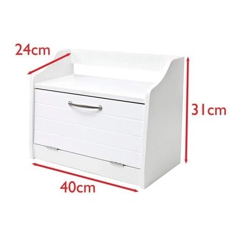 Minack Wooden Bread Bin In White // Freestanding Worktop Storage Box With Shelf 2 Minack Wooden Bread Bin In White // Freestanding Worktop Storage Box With Shelf - Image 2