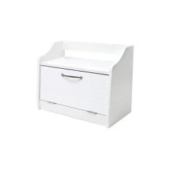 Minack Wooden Bread Bin In White // Freestanding Worktop Storage Box With Shelf 7 Minack Wooden Bread Bin In White // Freestanding Worktop Storage Box With Shelf -Elegant Store 18248071 3