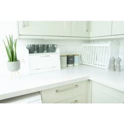 Minack Wooden Bread Bin In White // Freestanding Worktop Storage Box With Shelf 9 Minack Wooden Bread Bin In White // Freestanding Worktop Storage Box With Shelf -Elegant Store 18248071 5