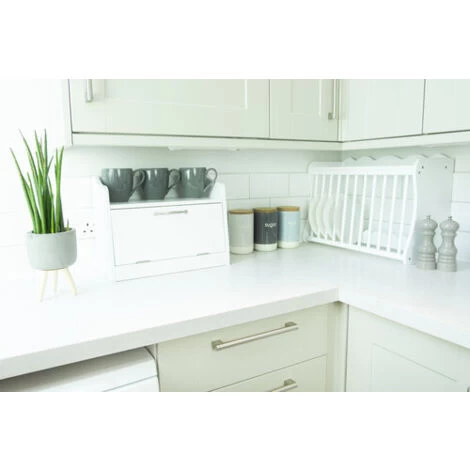Minack Wooden Bread Bin In White // Freestanding Worktop Storage Box With Shelf 5 Minack Wooden Bread Bin In White // Freestanding Worktop Storage Box With Shelf - Image 5
