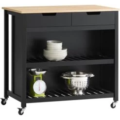SoBuy Kitchen Storage Trolley Kitchen Storage Shelf Kitchen Breakfast Dining Bar Table FKW74-SCH