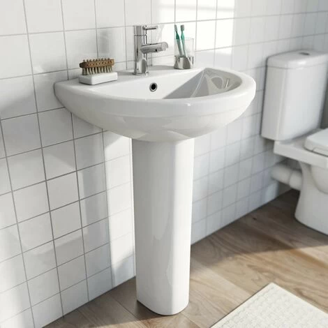 Orchard Eden 1 Tap Hole Full Pedestal Basin 550mm 2 Orchard Eden 1 Tap Hole Full Pedestal Basin 550mm - Image 2