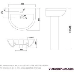 Orchard Eden 1 Tap Hole Full Pedestal Basin 550mm 7 Orchard Eden 1 Tap Hole Full Pedestal Basin 550mm -Elegant Store 19279355 3