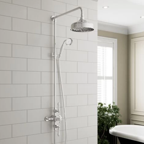 Traditional Thermostatic Mixer Shower Crosshead Valve Round Drench Head 1 Traditional Thermostatic Mixer Shower Crosshead Valve Round Drench Head