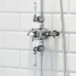 Traditional Thermostatic Mixer Shower Crosshead Valve Round Drench Head 9 Traditional Thermostatic Mixer Shower Crosshead Valve Round Drench Head -Elegant Store 19887323 5