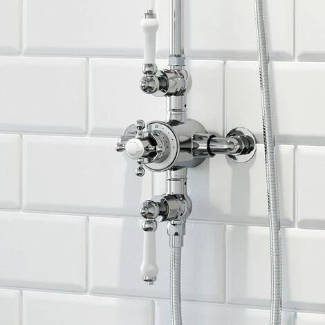 Traditional Thermostatic Mixer Shower Crosshead Valve Round Drench Head 5 Traditional Thermostatic Mixer Shower Crosshead Valve Round Drench Head - Image 5