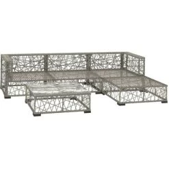 Hommoo 5 Piece Garden Lounge Set With Cushions Poly Rattan Grey VD34022 -Elegant Store 20649862 3