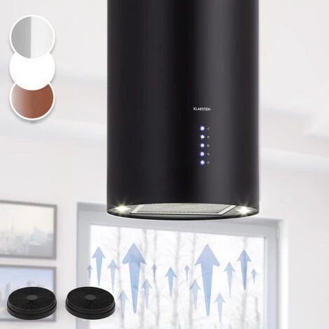 Klarstein Klarstein Beretta Island Cooker Extractor Hood Ø35cm Exhaust / Circulating Air 650m³ / H LED Black 1 Klarstein Klarstein Beretta Island Cooker Extractor Hood Ø35cm Exhaust / Circulating Air 650m³ / H LED Black