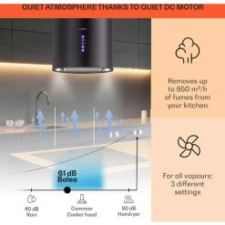 Klarstein Klarstein Beretta Island Cooker Extractor Hood Ø35cm Exhaust / Circulating Air 650m³ / H LED Black 7 Klarstein Klarstein Beretta Island Cooker Extractor Hood Ø35cm Exhaust / Circulating Air 650m³ / H LED Black -Elegant Store 22970410 3