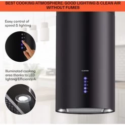 Klarstein Klarstein Beretta Island Cooker Extractor Hood Ø35cm Exhaust / Circulating Air 650m³ / H LED Black 8 Klarstein Klarstein Beretta Island Cooker Extractor Hood Ø35cm Exhaust / Circulating Air 650m³ / H LED Black -Elegant Store 22970410 4