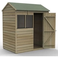 6' X 4' Forest 4Life 25yr Guarantee Overlap Pressure Treated Reverse Apex Wooden Shed (1.88m X 1.34m)