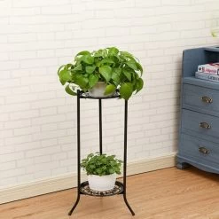 Livingandhome 2 Tier Metal Plant Stand Flower Pot