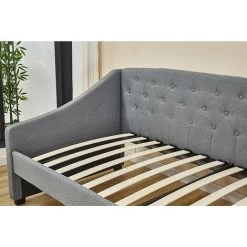 KOSY KOALA Linen Fabric Daybed Grey Sofa Bed With Underbed Trundle Living Room Bedroom Furniture Guest Day Bed Sofabed -Elegant Store 24739719 4