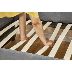 KOSY KOALA Linen Fabric Daybed Grey Sofa Bed With Underbed Trundle Living Room Bedroom Furniture Guest Day Bed Sofabed -Elegant Store 24739719 5