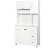 HOMCOM Freestanding Kitchen Cupboard Storage Unit Drawers Handles Shelf