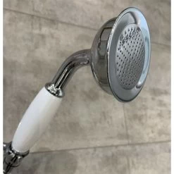 Large Traditional Victorian Shower Head Handset Bath Mixer Ceramic Handle Chrome -Elegant Store 28416164 3