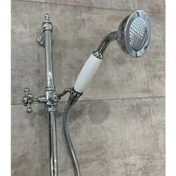 Large Traditional Victorian Shower Head Handset Bath Mixer Ceramic Handle Chrome -Elegant Store 28416164 4