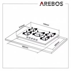 AREBOS Gas Hob 5 Burners Glass Ceramic Incl. Pot Rack & Ignition Fuse Autarkic Suitable For Natural Gas Or Propane Gas Gas Cooker Gas Cooker -Elegant Store 28597997 5