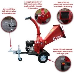 Crytec Terminator 15hp Road Towable Petrol Wood Chipper Shredder Mulcher -Elegant Store 28667861 3