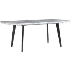 Extending Dining Table 160/200x90cm MDF Marble Effect With Black Iron Legs Mosby