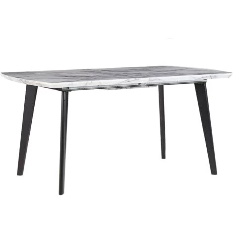 Extending Dining Table 160/200x90cm MDF Marble Effect With Black Iron Legs Mosby 4 Extending Dining Table 160/200x90cm MDF Marble Effect With Black Iron Legs Mosby - Image 4
