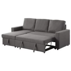 Reegan L Shaped Corner Sofa Bed In Grey, With Hidden Storage And Reversible Chaise. -Elegant Store 29016679 3